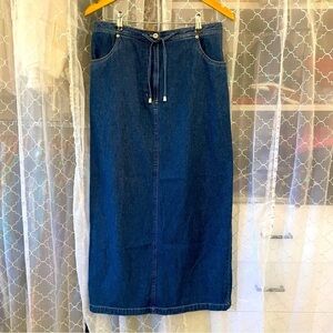 Susan Bristol Blue Jean Denim Maxi Skirt 8